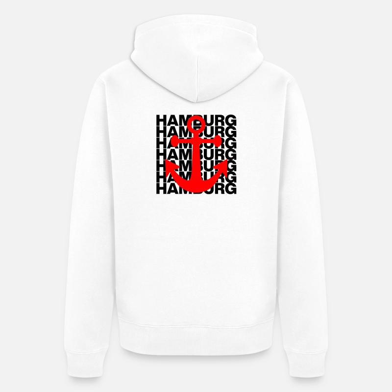 HAMBOURG ANKER, HAFEN, MOIN, ELBE, HAMBURGLIEBE - Veste à capuche bio Premium Unisexe - blanc