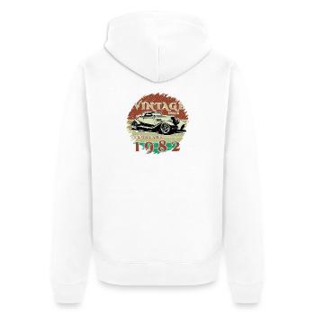 44th Birthday - Classic - Vintage since 02/1982 - Unisex Premium Organic Zip Hoodie - white - Back - Thijin (182cm)