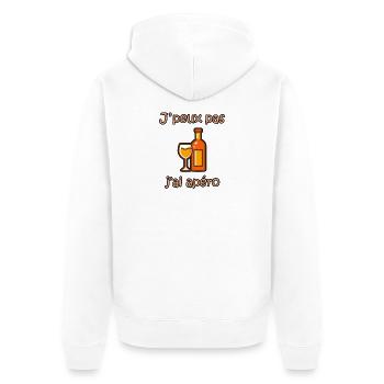 Ich kann nicht, ich habe einen Aperitif – lustiger Ausdruck, Kollegen - Unisex Premium Bio Zip Hoodie - Weiß - Hinten - Thijin (182cm)