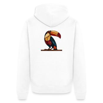 Tukan im Glasmosaik-Stil Kunstvolles Vogel Design - Unisex Premium Bio Zip Hoodie - Weiß - Hinten - Thijin (182cm)