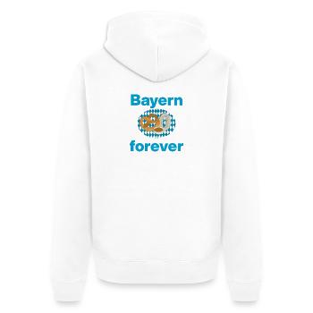 BAYERN FOREVER, BREZNLOVE, WEISSWURST, A MSSS BIER - Unisex Premium Bio Zip Hoodie - Weiß - Hinten - Thijin (182cm)