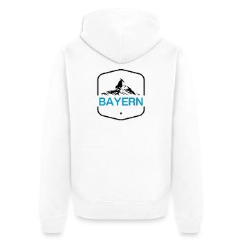 BAYERN, ZUGSPITZE POWER! BERGE URLAUB WANDERN - Unisex Premium Bio Zip Hoodie - Weiß - Hinten - Thijin (182cm)
