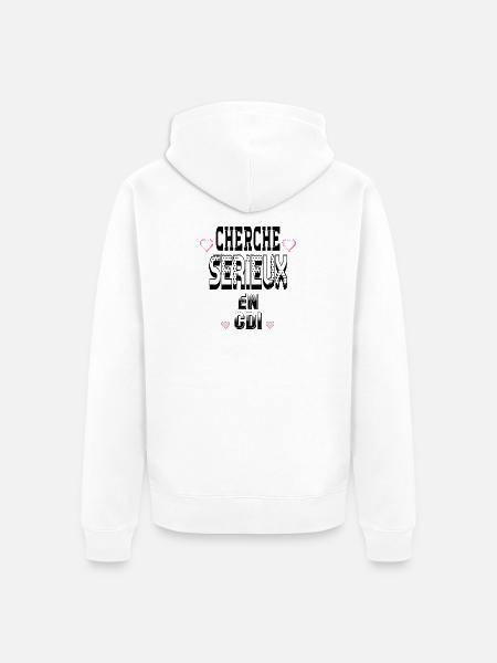 Cherche Sérieux en CDI - Veste à capuche bio Premium Unisexe - blanc