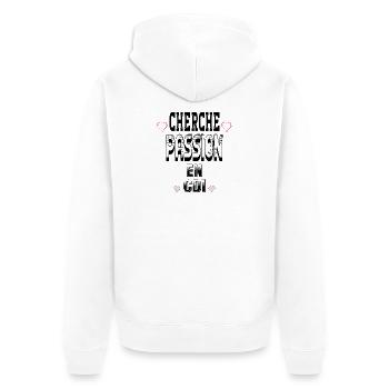 Cherche Passion en CDI - Veste à capuche bio Premium Unisexe - blanc - Dos - Thijin (182cm)