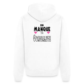 En Manque de Cordialité - Veste à capuche bio Premium Unisexe - blanc - Dos - Thijin (182cm)