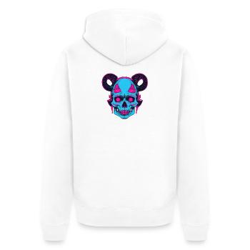 Neon Skull with Ram Horn - Unisex Premium Organic Zip Hoodie - white - Back - Thijin (182cm)