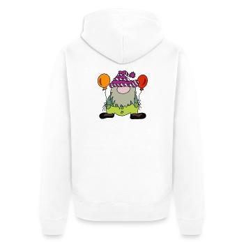 Costume Carnival Gnome Dwarf with Colorful Balloons - Unisex Premium Organic Zip Hoodie - white - Back - Thijin (182cm)