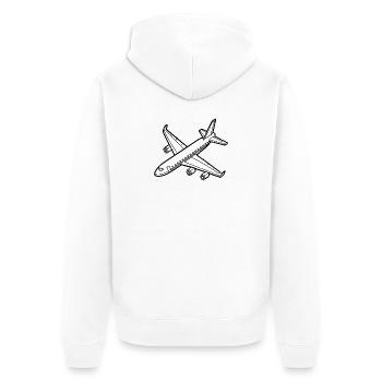 airplane - Unisex Premium Organic Zip Hoodie - white - Back - Thijin (182cm)