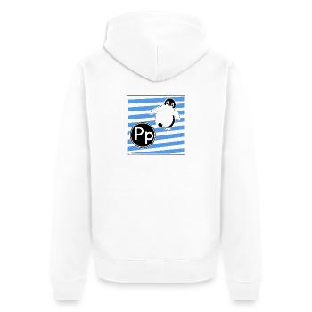 P wie Pinguin - Unisex Premium Bio Zip Hoodie - Weiß - Hinten - Thijin (182cm)