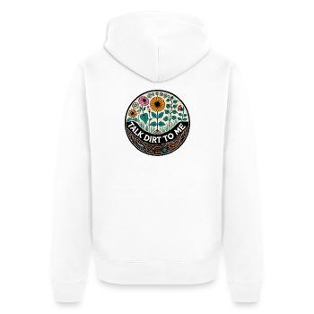 Talk Dirt To Me Blumenabzeichen - Unisex Premium Bio Zip Hoodie - Weiß - Hinten - Thijin (182cm)