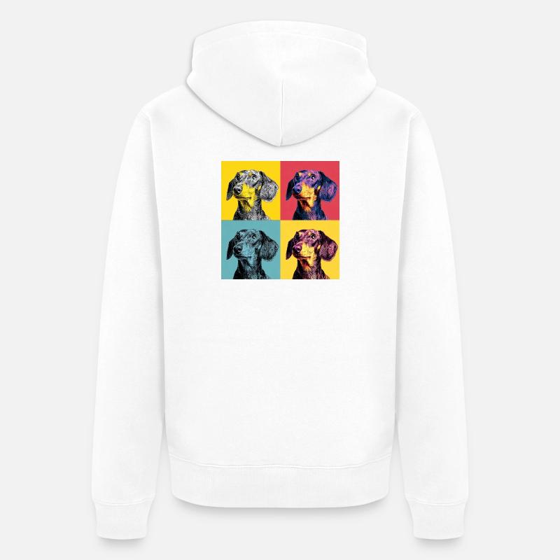 Quad Pop Art Teckel - Veste à capuche bio Premium Unisexe - blanc