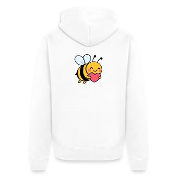 Glückliche Biene mit Herz - Unisex Premium Bio Zip Hoodie - Weiß - Hinten - Thijin (182cm)