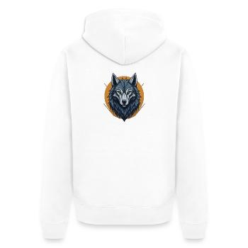 Mystic Wolf - Unisex Premium Organic Zip Hoodie - white - Back - Thijin (182cm)