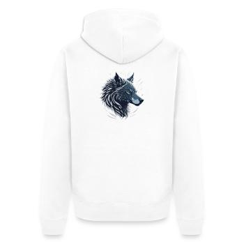 Blue Wolf - Unisex Premium Bio Zip Hoodie - Weiß - Hinten - Thijin (182cm)