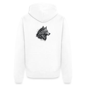 Geometric Black Wolf - Unisex Premium Organic Zip Hoodie - white - Back - Thijin (182cm)