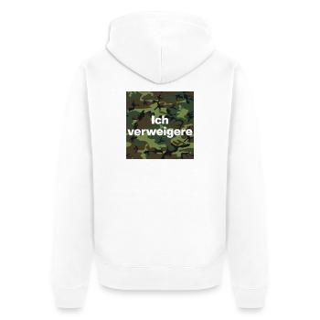 ICH VERWEIGERE DEN DIENST AN DER WAFFE! BUND - Unisex Premium Bio Zip Hoodie - Weiß - Hinten - Thijin (182cm)