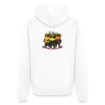 Spezialfrüchte Einheit - Unisex Premium Bio Zip Hoodie - Weiß - Hinten - Thijin (182cm)