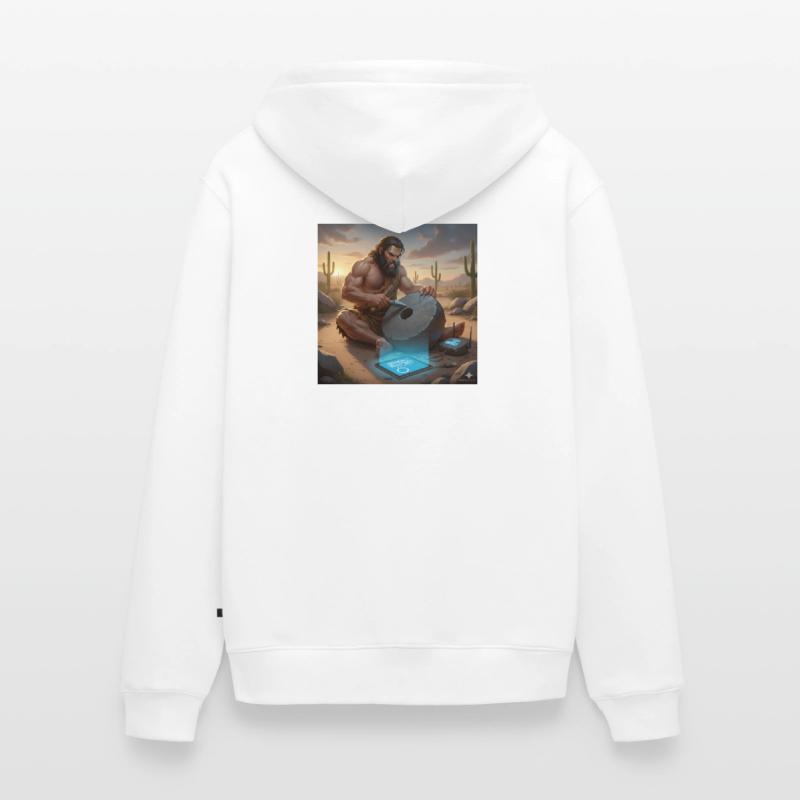 Caveman Tech Support – Das erste Tutorial Unisex Premium Bio Zip Hoodie