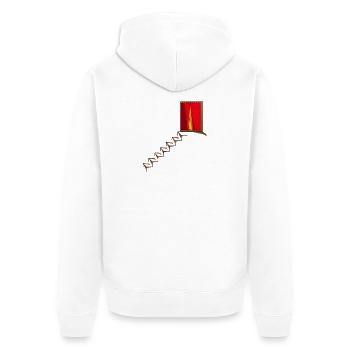 TREPPENHAUS - Unisex Premium Bio Zip Hoodie - Weiß - Hinten - Thijin (182cm)