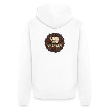Liebe Ohne Grenzen Grunge Kette - Unisex Premium Bio Zip Hoodie - Weiß - Hinten - Thijin (182cm)