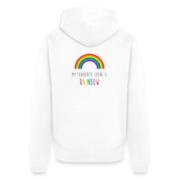 Mein Lieblingsregenbogen - Unisex Premium Bio Zip Hoodie - Weiß - Hinten - Thijin (182cm)