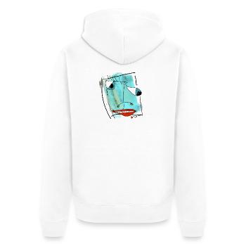 Abstraktes Gesichtsdesign Aquarell - Unisex Premium Bio Zip Hoodie - Weiß - Hinten - Thijin (182cm)
