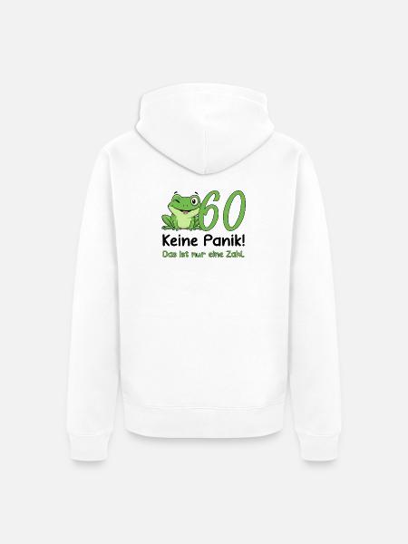 60 Geburtstag Design – Keine Panik! Lustig Frosch - Unisex Premium Bio Zip Hoodie - Weiß