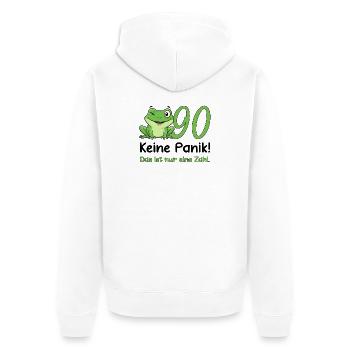 Dessin pour 90 ans – Ne paniquez pas ! Grenouille drôle - Veste à capuche bio Premium Unisexe - blanc - Dos - Thijin (182cm)