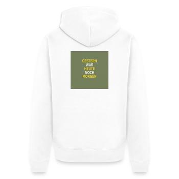 Gestern war heute noch morgen - Unisex Premium Bio Zip Hoodie - Weiß - Hinten - Thijin (182cm)