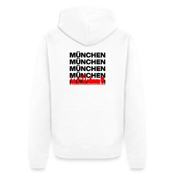 MÜNCHEN SKYLINE MUNICH ROTE STADT SERVUS - Unisex Premium Bio Zip Hoodie - Weiß - Hinten - Thijin (182cm)