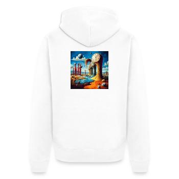 Paysage Surreel des Cloches Fondantes - Veste à capuche bio Premium Unisexe - blanc - Dos - Thijin (182cm)