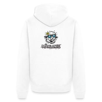 Mählanie Funny Sheep Pun Name Melanie - Unisex Premium Organic Zip Hoodie - white - Back - Thijin (182cm)
