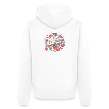 No Pain No Gain Gym Motivation Fitness Workout Shi - Unisex Premium Bio Zip Hoodie - Weiß - Hinten - Thijin (182cm)