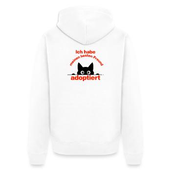 ICH HAB MEINEN BESTEN FREUND ADOPTIERT! - Unisex Premium Bio Zip Hoodie - Weiß - Hinten - Thijin (182cm)