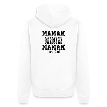 Maman Barbière Maman Très Cool - Veste à capuche bio Premium Unisexe - blanc - Dos - Thijin (182cm)