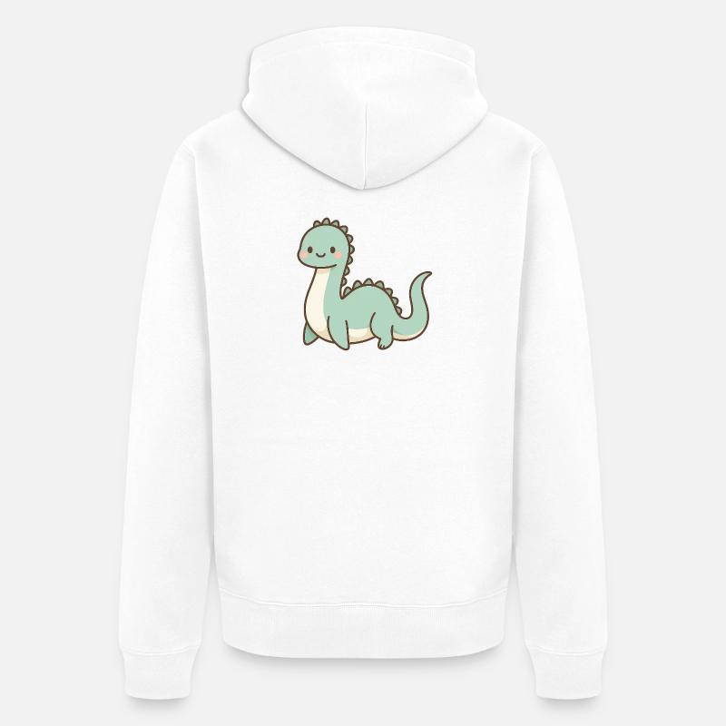 Monstre du Loch Ness pastel mignon - Veste à capuche bio Premium Unisexe - blanc