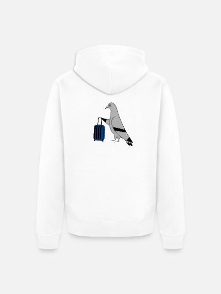 Pigeon with Suitcase – Minimal urban Illustration - Ekologisk premiumluvjack unisex - vit