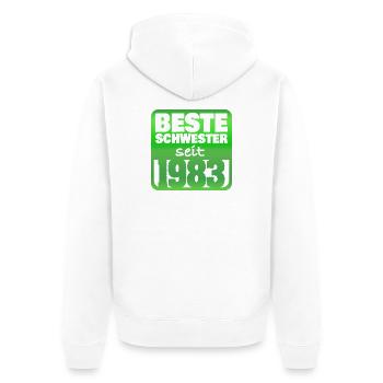 Sister 1983 - Unisex Premium Organic Zip Hoodie - white - Back - Thijin (182cm)