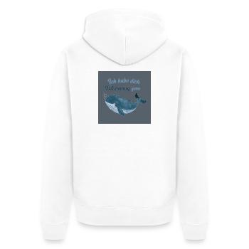 Ich habe dich walsinnig gern – Poster - Unisex Premium Bio Zip Hoodie - Weiß - Hinten - Thijin (182cm)
