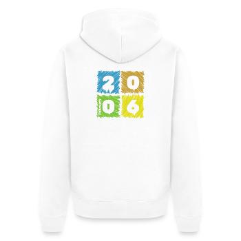 20. Écussons de Farbige du Geburtstag depuis 02/2006 - Veste à capuche bio Premium Unisexe - blanc - Dos - Thijin (182cm)