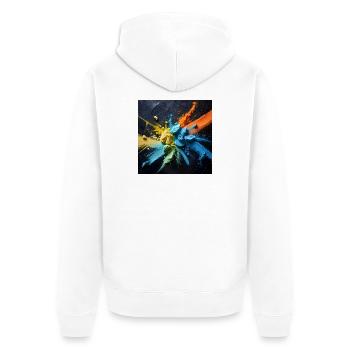 Regenbogenstaub-Explosion - Unisex Premium Bio Zip Hoodie - Weiß - Hinten - Thijin (182cm)