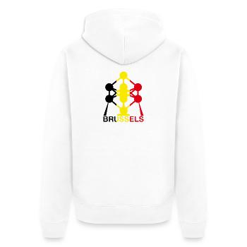 Atomium Brussels – Ikone der belgischen Flagge - Unisex Premium Bio Zip Hoodie - Weiß - Hinten - Thijin (182cm)