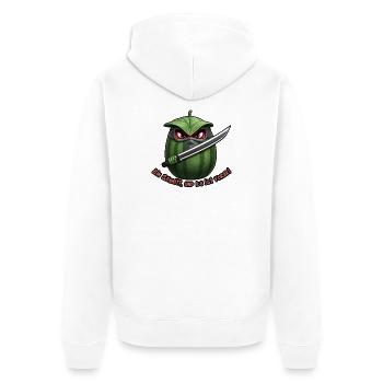 Wassermelone Ninja Klinge - Unisex Premium Bio Zip Hoodie - Weiß - Hinten - Thijin (182cm)