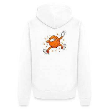 Lustiger Basketball-Maskottchen-Cartoonspieler - Unisex Premium Bio Zip Hoodie - Weiß - Hinten - Thijin (182cm)