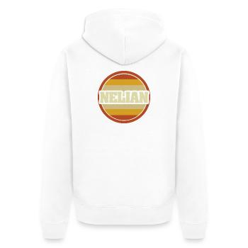 Vorname Nelian - Unisex Premium Bio Zip Hoodie - Weiß - Hinten - Thijin (182cm)