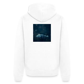 Blue Night Geometric Polar Bears - Unisex Premium Organic Zip Hoodie - white - Back - Thijin (182cm)