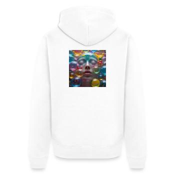Face among Neon Bubbles - Unisex Premium Organic Zip Hoodie - white - Back - Thijin (182cm)