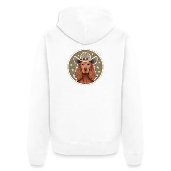 Cocker Spaniel Cowboy - Unisex Premium Bio Zip Hoodie - Weiß - Hinten - Thijin (182cm)
