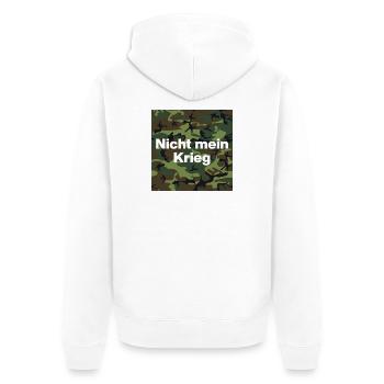 NOT MY WAR! NO CONSCIENTIOUS OBJECTOR - Unisex Premium Organic Zip Hoodie - white - Back - Thijin (182cm)