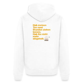 TEA TIME LOVER , FÜR ALLE FANS VON TEE MIT HUMOR - Unisex Premium Bio Zip Hoodie - Weiß - Hinten - Thijin (182cm)